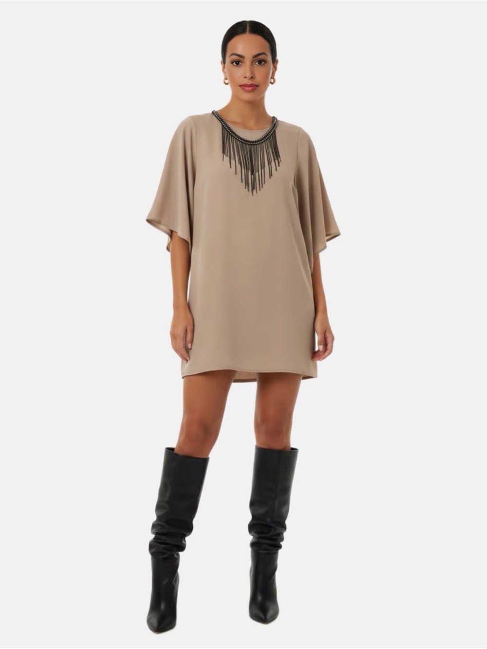 Sheri Bodell Nude Silk Dress